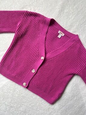 Cat & Jack Bright Fuchsia Cropped Knit Cardigan